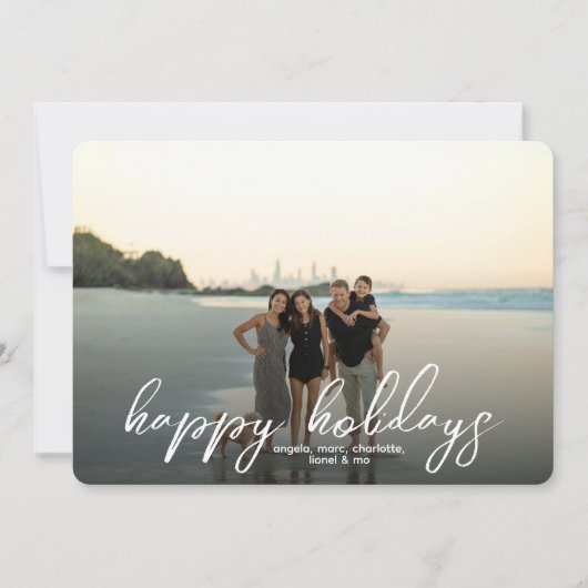 ミニマルなスクリプトファミリーフォトクリスマス シーズンカード (正面)