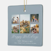 ミニマルなスクリプトファミリーフォトコラージュ セラミックオーナメント (左)