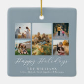 ミニマルなスクリプトファミリーフォトコラージュ セラミックオーナメント (裏面)