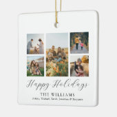 ミニマルなスクリプトファミリーフォトコラージュ セラミックオーナメント (左)