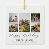 ミニマルなスクリプトファミリーフォトコラージュ セラミックオーナメント (裏面)