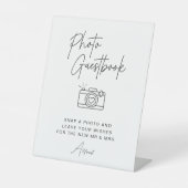 ミニマルなスクリプトフォトゲストブック結婚のサイン 台座サイン (正面)