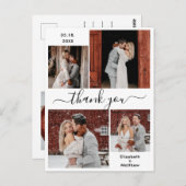 ミニマルなスクリプトフォトコラージュ結婚の感謝 ポストカード (正面/裏面)