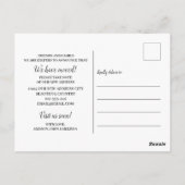 ミニマルなスクリプトフォト引っ越しました新しいアドレス ポストカード (裏面)