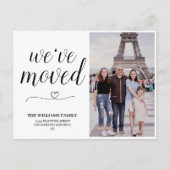ミニマルなスクリプトフォト引っ越しました新しいアドレス ポストカード (正面)