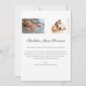 ミニマルなスクリプトフォト新生児発表カード 招待状 (裏面)