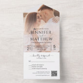 ミニマルなスクリプトフォトQRコードすべて1つ オールインワン招待状 (内側)