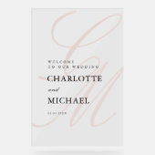 ミニマルなスクリプトフォントモノグラム | エレガントな結婚式 アクリルサイン (正面)