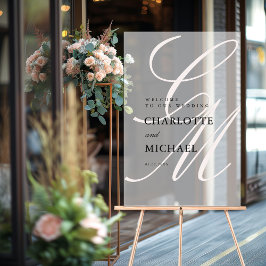 ミニマルなスクリプトフォントモノグラム | エレガントな結婚式 アクリルサイン