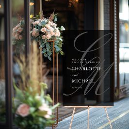 ミニマルなスクリプトフォントモノグラム | エレガントな結婚式 アクリルサイン