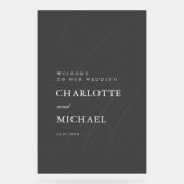 ミニマルなスクリプトフォントモノグラム | エレガントな結婚式 アクリルサイン (正面)