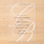 ミニマルなスクリプトフォントモノグラム | エレガントな結婚式 アクリル招待状 (正面)