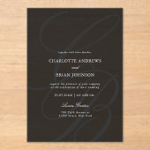 ミニマルなスクリプトフォントモノグラム | エレガントな結婚式 アクリル招待状 (正面)