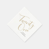 ミニマルなスクリプトブラックと金ゴールド21歳の誕生日 スタンダードカクテルナプキン (角)