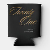 ミニマルなスクリプトブラックと金ゴールド21歳の誕生日 缶クーラー (正面)