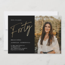 ミニマルなスクリプトブラックと金ゴールド40歳の誕生日