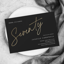 ミニマルなスクリプトブラックと金ゴールド70誕生日