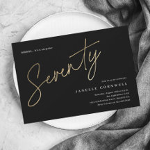 ミニマルなスクリプトブラックと金ゴールド70誕生日