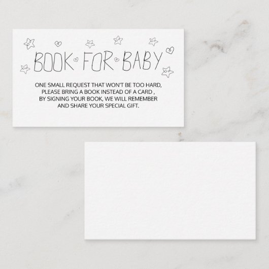 ミニマルなスクリプトブラックブックベビーベビーシャワー エンクロージャーカード (正面/裏面)