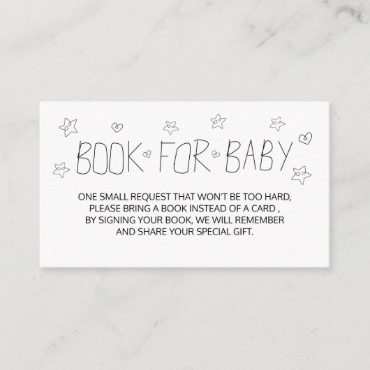 ミニマルなスクリプトブラックブックベビーベビーシャワー エンクロージャーカード (正面)