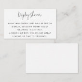 ミニマルなスクリプトブラック&ホワイトディスプレイシャワー エンクロージャーカード (正面/裏面)