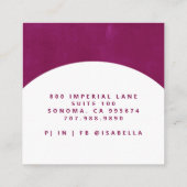 ミニマルなスクリプトメイクアップアーティストアーチラズベリー スクエア名刺 (裏面)