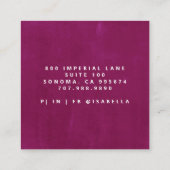 ミニマルなスクリプトメイクアップアーティストダークラズベリー スクエア名刺 (裏面)