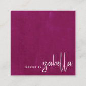 ミニマルなスクリプトメイクアップアーティストダークラズベリー スクエア名刺 (正面)