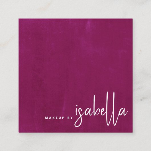 ミニマルなスクリプトメイクアップアーティストダークラズベリー スクエア名刺 (正面)