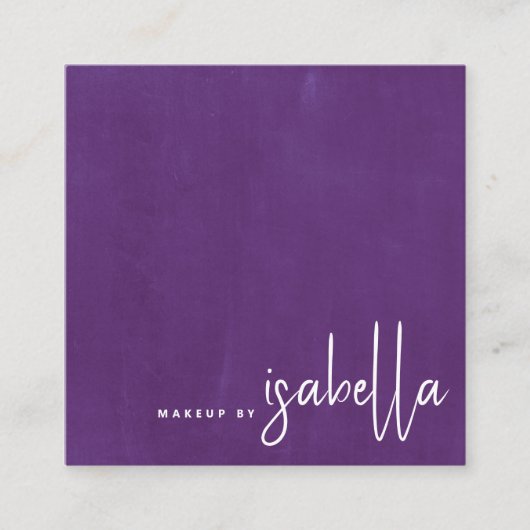 ミニマルなスクリプトメイクアップアーティストモダンスミレ スクエア名刺 (正面)
