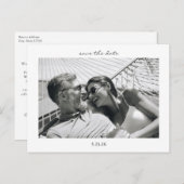 ミニマルなスクリプトレタリング写真の日付の保存 案内ポストカード (正面/裏面)