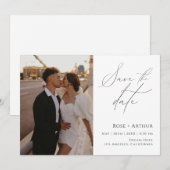 ミニマルなスクリプト写真でSave The Date 招待状 (正面/裏面)