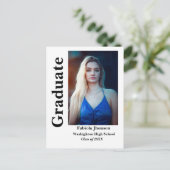 ミニマルなスクリプト写真の卒業招待状 ポストカード (スタンド正面)