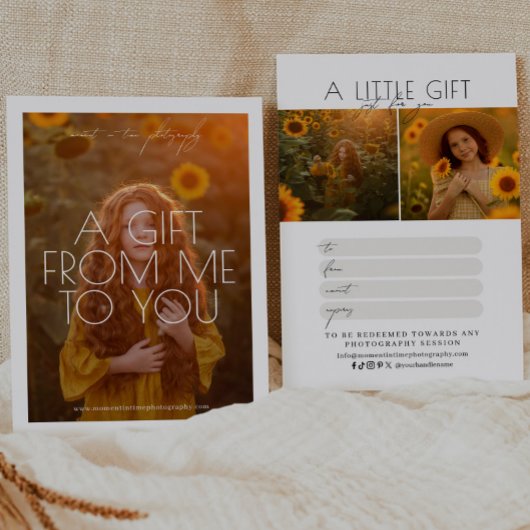 ミニマルなスクリプト写真ギフト証明書