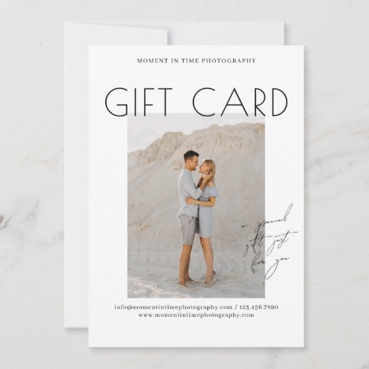 ミニマルなスクリプト写真ギフト証明書 (正面)