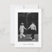 ミニマルなスクリプト写真 ウェディング セーブ・ザ・デート (裏面)