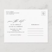 ミニマルなスクリプト写真 ウェディング セーブ・ザ・デート 案内ポストカード (裏面)