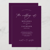 ミニマルなスクリプト化された宝石トーン結婚パープル 招待状 (正面/裏面)