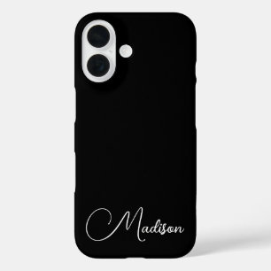 ミニマルなスクリプト名カスタム黒 iPhone 16ケース
