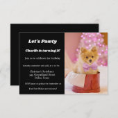 ミニマルなスクリプト子犬の誕生日パーティー 招待状 (正面/裏面)