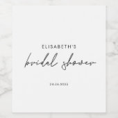 ミニマルなスクリプト形式の結婚前お茶会招待状 ワインラベル (シングルラベル)