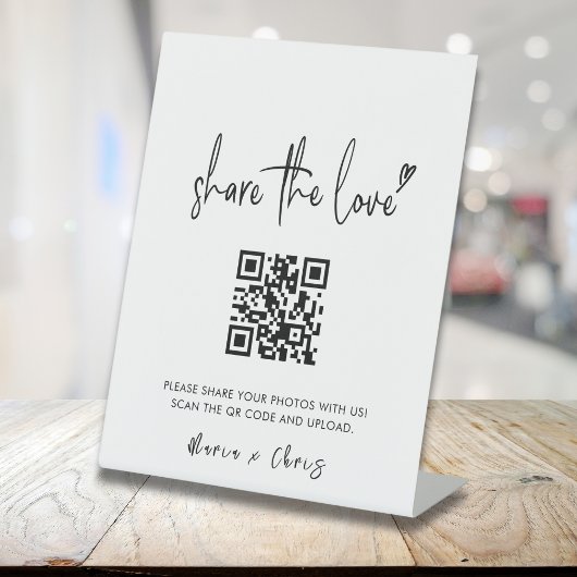 ミニマルなスクリプト愛のQRコード結婚の 台座サイン