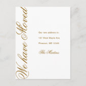 ミニマルなスクリプト新しいアドレスの移動告知 ポストカード (正面)