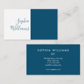 ミニマルなスクリプト海軍とホワイトビジネスカード 名刺 (正面/裏面)