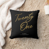 ミニマルなスクリプト白と金ゴールド21歳の誕生日 クッション (ブランケット)