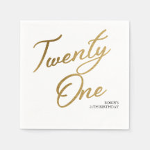 ミニマルなスクリプト白と金ゴールド21歳の誕生日