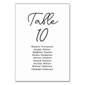 ミニマルなスクリプト白黒シーティングチャート テーブルナンバー (裏面)