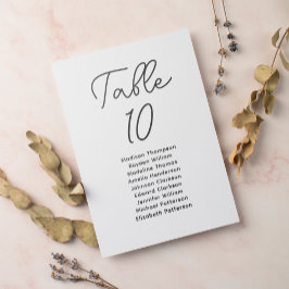 ミニマルなスクリプト白黒シーティングチャート テーブルナンバー