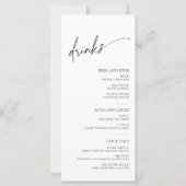 ミニマルなスクリプト白黒フード&ドリンクメニュー (裏面)