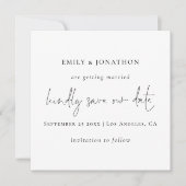 ミニマルなスクリプト白黒日付の保存 ノートカード (正面)